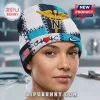 Nurse beanie: patchwork style, blue, white, USA flag, medical symbols, text 'NC', gold Caduceus!