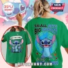 Green tee with Stitch hugging Earth. Reads 'Save Our Planet,' 'Small Acts Big Impact,' 'Happy Earth Day!' Cute, cartoon style!
