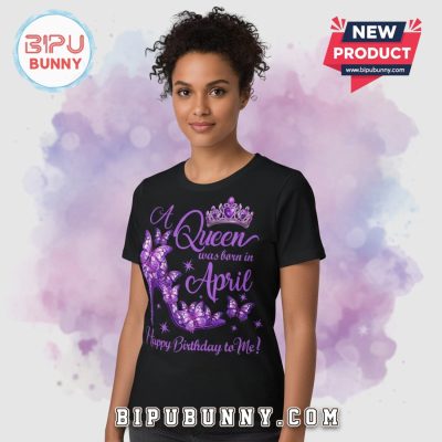 Queen April Birthday Butterfly Shoe Women’s Graphic T-Shirt