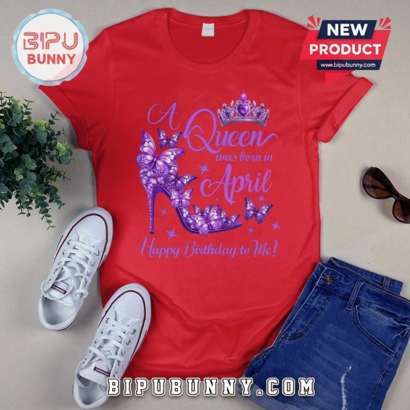 Queen April Birthday Butterfly Shoe Women’s Graphic T-Shirt