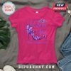 Pink t-shirt featuring 'A Queen was born in April' text with a crown, butterflies, and high heel shoe design.!