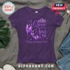 Purple t-shirt with graphic text: 'A Queen was born in April, Happy Birthday to Me!' plus butterflies and high heel.!