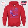 Red hoodie with purple graphic: shoe, crown, butterflies and text 'A Queen was born in April. Happy Birthday to Me!'!