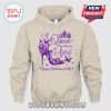 Tan hoodie with the text: A Queen was born in April. Happy Birthday to Me! Purple butterflies and shoe design.!
