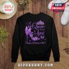 Sweatshirt with 'A Queen was born in April' text, a crown, a heel and butterflies in purple.!