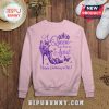 Pink sweatshirt with purple graphic text: 