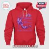 Red hoodie with purple text/butterfly high heel graphic: 'A Queen was born in March. Happy Birthday to Me!'!