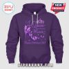 Purple hoodie with a butterfly high heel design that reads 