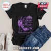 Black V-neck Tee with purple graphic of a high heel, butterflies, crown, and the text: A Queen was born in March!