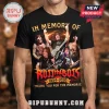 Black tee with 'In Memory of Ross the Boss 1954-2026, Thank You For The Memories' text and band member pics!