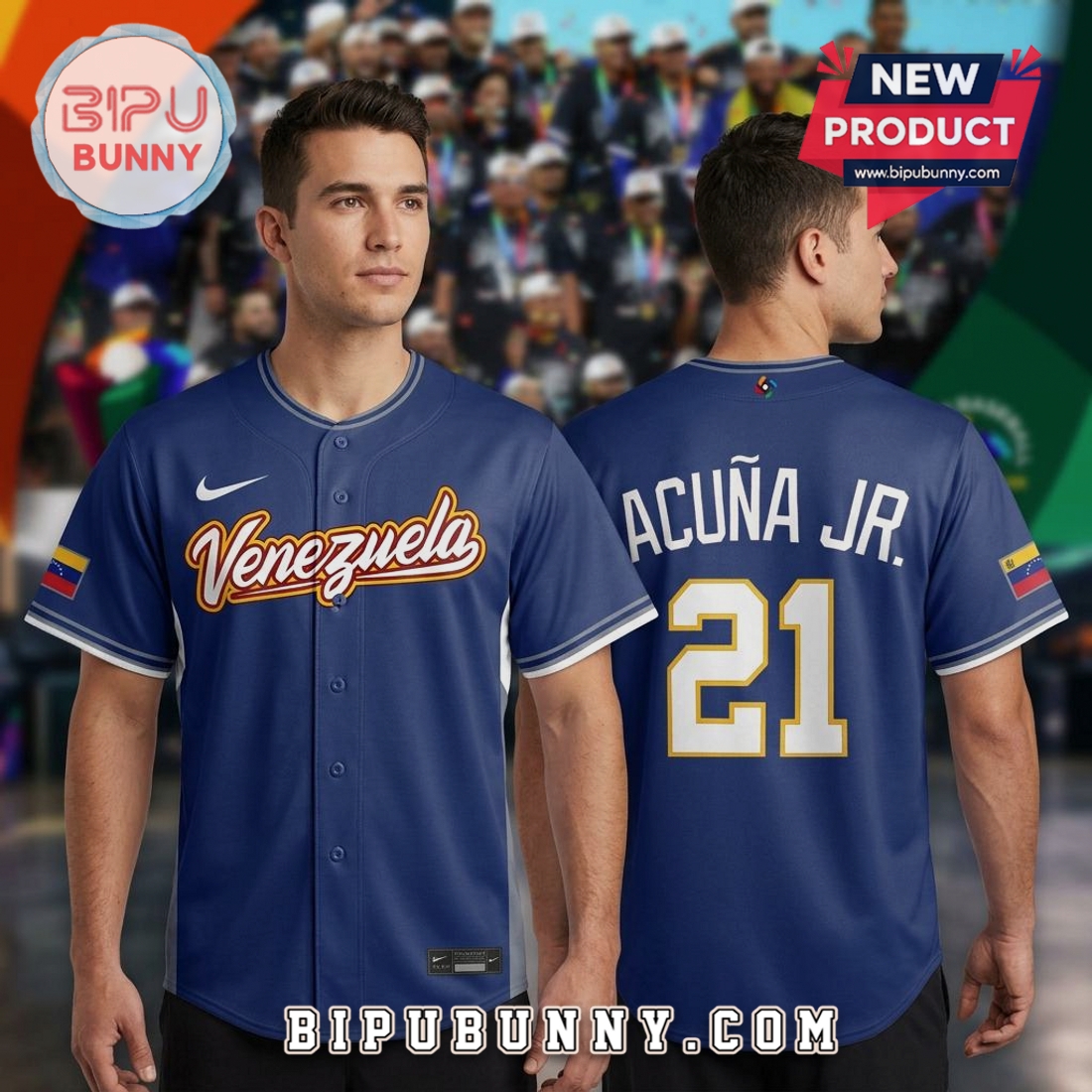 Royal Venezuela Baseball Jersey Acuna Jr. World Classic Home Jersey Royal Venezuela Baseball Jersey Acuna Jr. World Classic Home Jersey