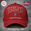 Red hat with RUSH logo, white text. 'Progressive Rock Legends'. Band merch!