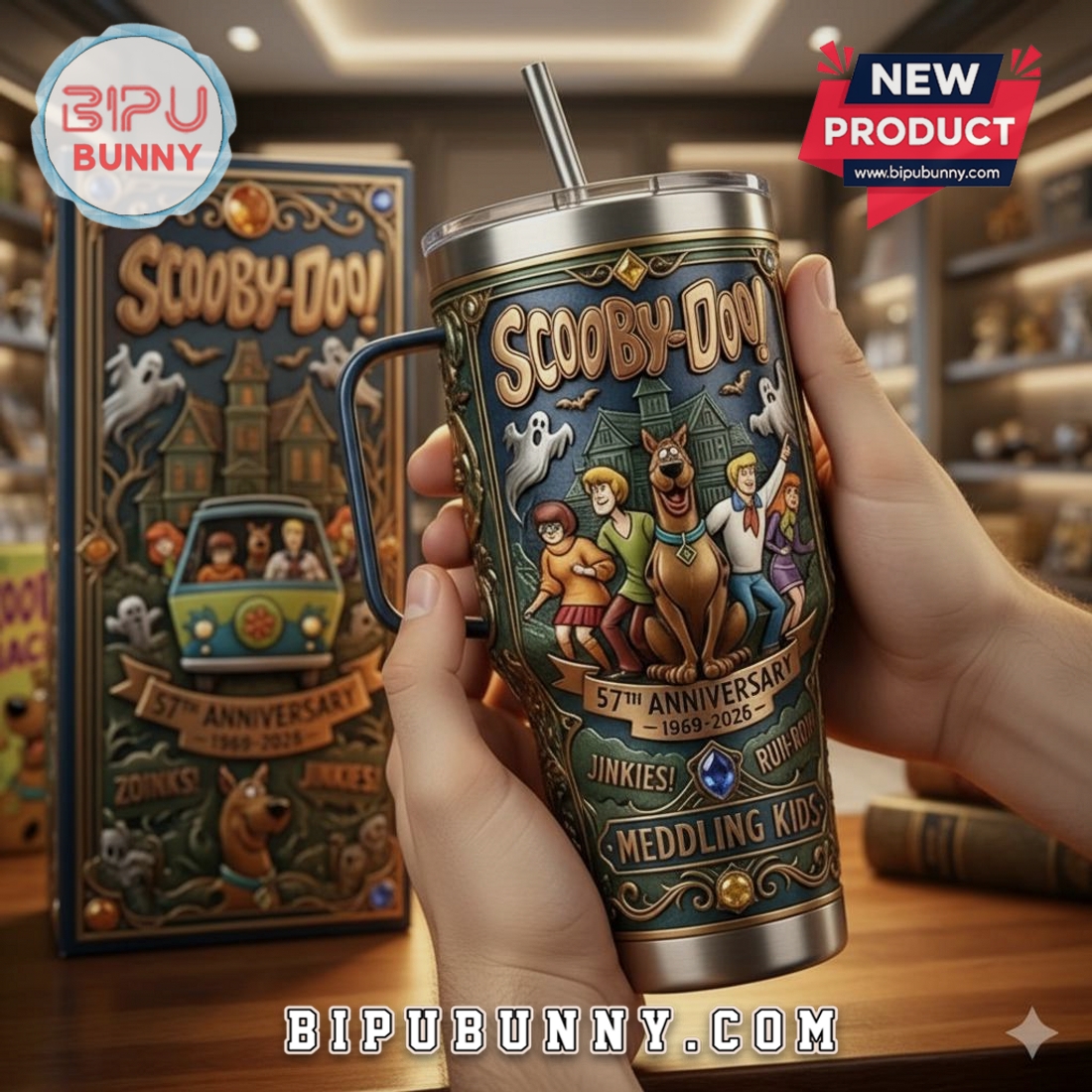 Scooby-Doo 57th Anniversary Embossed Commemorative Stainless Steel Tumbler Scooby-Doo 57th Anniversary Embossed Commemorative Stainless Steel Tumbler