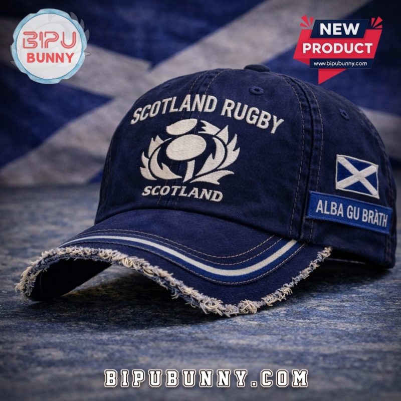 Scottish Rugby Thistle Emblem Heritage Design Washed Cotton Cap