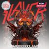 Slayer Baphomet sitting on throne with skulls and swords in fire background art.!