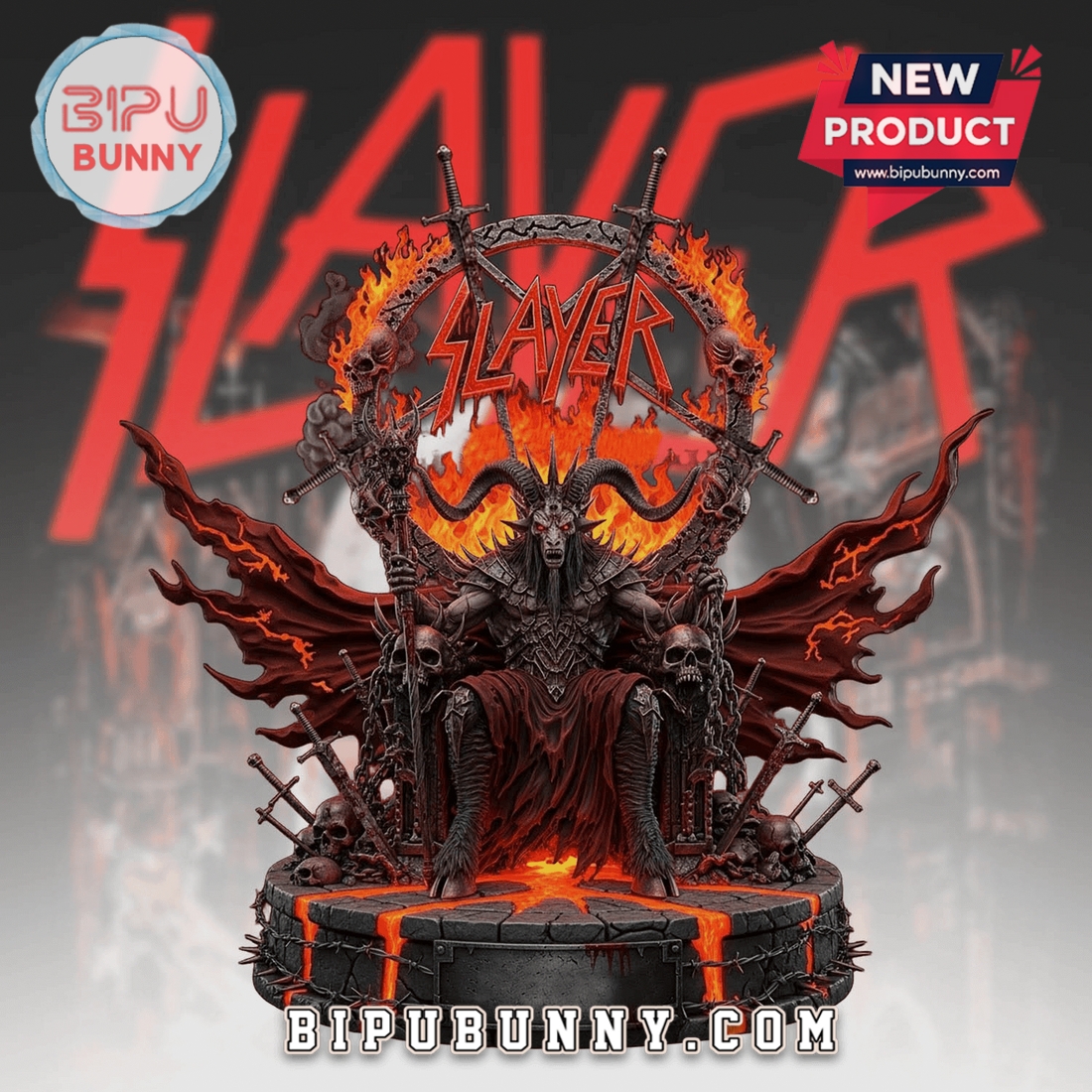 Slayer Throne Premium Statue, Dark Lord Satanic Metal 3D Figurine Slayer Throne Premium Statue, Dark Lord Satanic Metal 3D Figurine