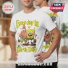 White tee: Spongebob, Patrick, yellow text 'Every day is Earth Day'. Back print!