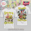 White tee with Spongebob Earth Day design. Yellow text: Every day is Earth Day, Protect Our Home, Spongebob Squarepants!