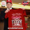 Red tee featuring 'Yes, I'm Old But I Saw Cardinals Greatness' with player images and vintage World Series years!