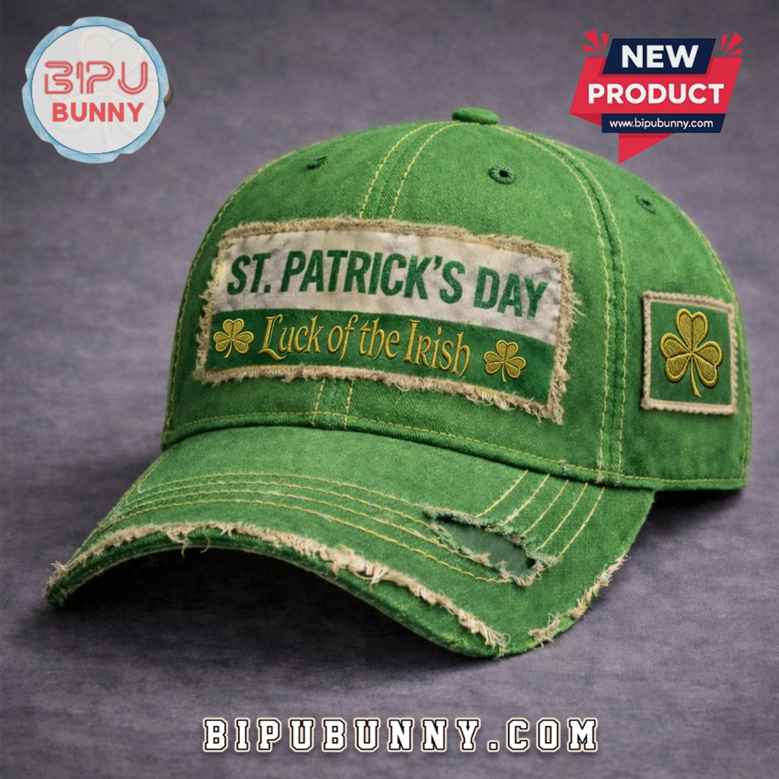 St. Patrick’s Day Luck of The Irish Embroidered Distressed Baseball Cap St. Patrick’s Day Luck of The Irish Embroidered Distressed Baseball Cap