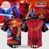 Red Los Angeles Dodgers baseball jersey with Star Wars Darth Maul art and tribal graphics!