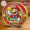 Mario 40th Anniversary coin! Features Mario, mushrooms, question blocks, stars, and text: Super Mario 40th Anniversary!
