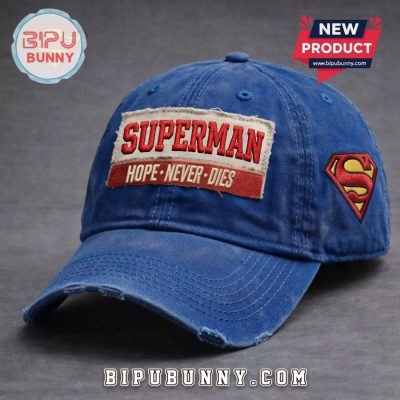 Superman Hope Never Dies Embroidered Distressed Cotton Baseball Cap