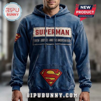 Superman Truth Justice American Way Distressed Graphic Hoodie