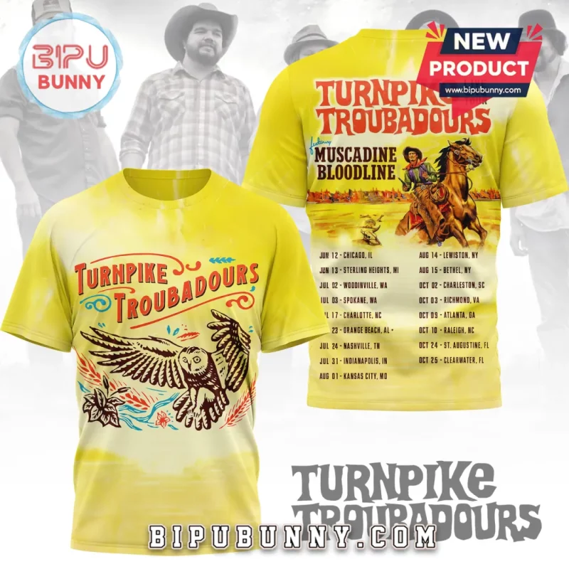 Turnpike Troubadours Live On Tour Concert 3D Yellow T-Shirt