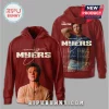 Burgundy hoodie: Myers The Legal Tour dates. White text. Photo of the artist.!