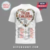 White tee: Tyler Childers Snipe Hunt tour dates, 2026. Heart graphic, musical icons, red text.!