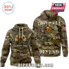 Camo hoodie: Scooby-Doo U.S. Army design. 'THIS WE'LL DEFEND' text! Green, brown tones!