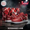 Red, black, white striped Van Halen custom sneakers with 'VAN HALEN' heel, 'VHF' logo, 'EST. 1972' text!