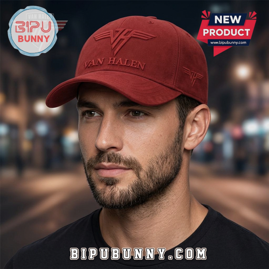 Van Halen Logo Red Embroidered 3D Premium Adjustable Baseball Cap Van Halen Logo Red Embroidered 3D Premium Adjustable Baseball Cap