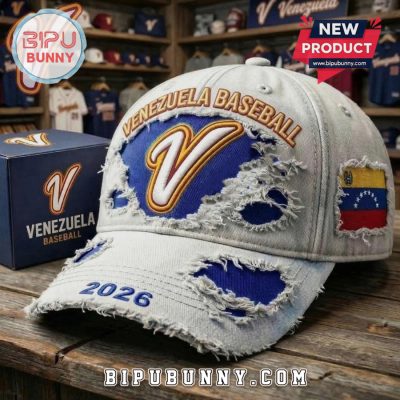 Venezuela Baseball 2026 Vintage Distressed Flag Patch Fitted Hat
