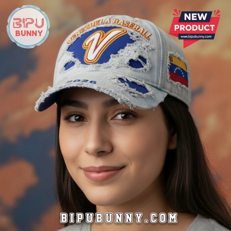 Venezuela Baseball 2026 Vintage Distressed Flag Patch Fitted Hat
