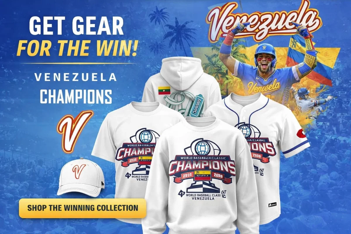 Venezuela Baseball 2026 World Classic Champions Edition Jersey featured banner with championship design and matching cap
