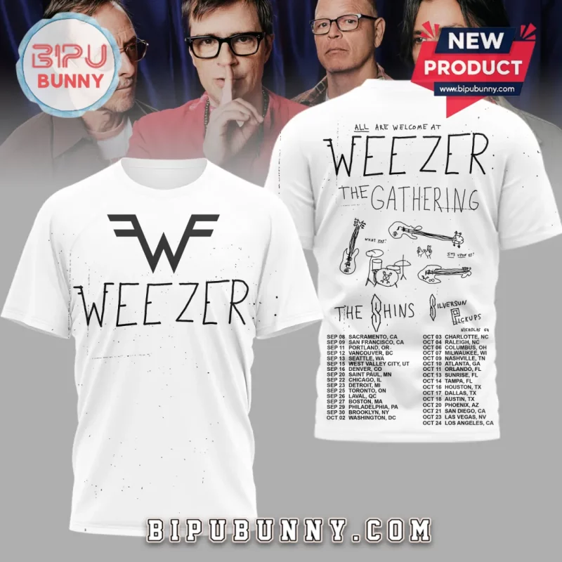 Weezer The Gathering Concert Tour Dates Graphic Print T-Shirt