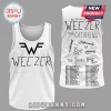 White Weezer band tank top with black WFF logo and distressed 