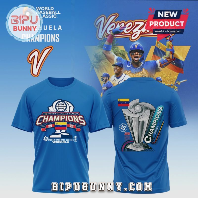 World Baseball Classic Venezuela Champions 2026 Blue Graphic T-Shirt