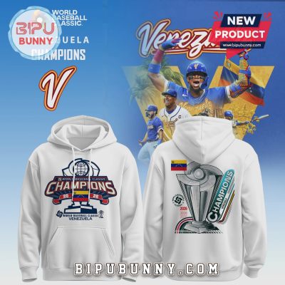 World Baseball Classic Venezuela Champions 2026 White Graphic Hoodie