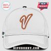 White cap with orange 'V' initial! Monogram hat aesthetic!