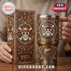 Detailed One Piece themed Yeti tumbler and matching box with skull and crossbones design and ornate gold embellishments.!