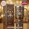 One Piece-themed gold and red Yeti tumbler and box set with skull and crossbones design and jewel accents.!