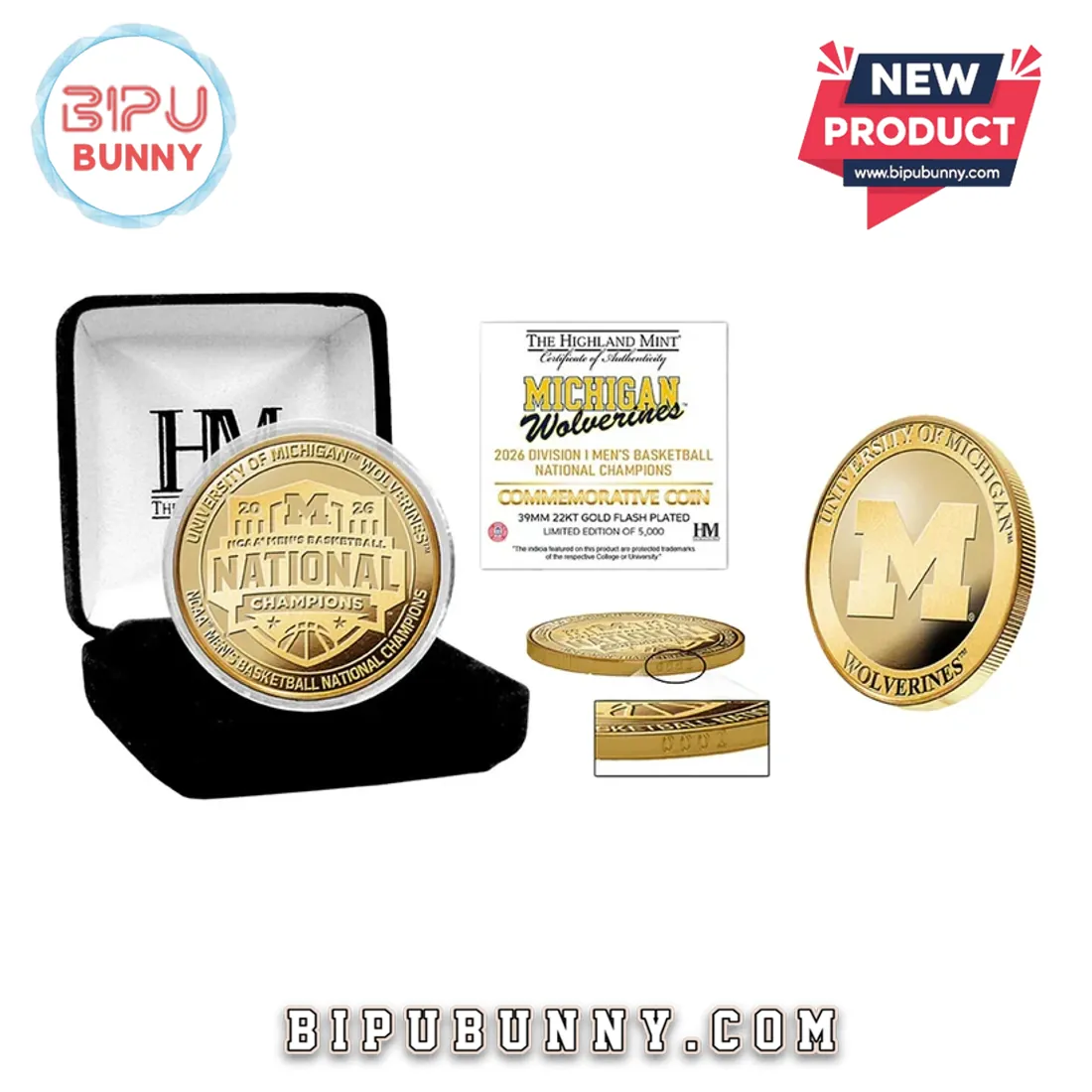 2026 Michigan Wolverines Men’s Basketball National Champions Gold Coin 2026 Michigan Wolverines Men’s Basketball National Champions Gold Coin