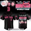 Black and pink Red Sox jersey for 5SOS Everyone's A Star World Tour with band photo and signatures!