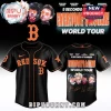 Black and orange baseball jersey with Red Sox logo and 5 Seconds of Summer Everyone's A Star! World Tour graphic on the back!