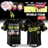 Custom black and neon yellow baseball jersey for 5 Seconds of Summer World Tour with LA Dodgers logo and band photo on back!
