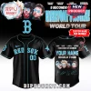 Black and light blue Red Sox baseball jersey with 5 Seconds of Summer World Tour design and custom name and number option!
