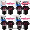 Custom black and pink 5 Seconds of Summer World Tour baseball jersey with team logos like Dodgers, Rangers, Giants, and Yankees!